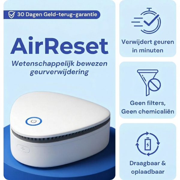 AirReset™ | Verwijdert rook-, huisdier- en kookgeuren in één druk op de knop.